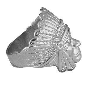 Chevalière en argent tête d\'indien - Vue 3