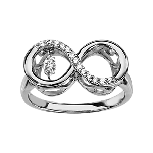 Bague Dancing Stone en argent rhodié infini et oxydes blancs - Vue 3
