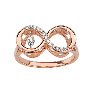 Bague Dancing Stone en argent et dorure rose motif infini orné oxydes blancs - Vue 3