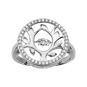 Bague Dancing Stone en argent rhodié arbre de vie et oxydes blancs - Vue 3