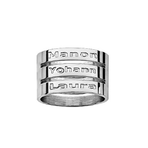 Bague en argent 3 anneaux à graver pour 3 prénoms - Vue 3