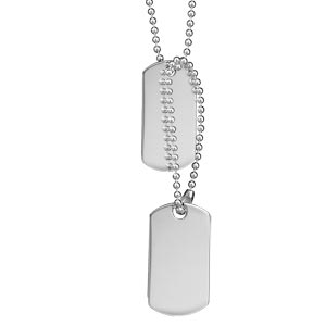 Collier en argent 2 chanes boules, 1 grande et 1 petite avec 2 plaques G.I. arrondies  graver - Vue 3