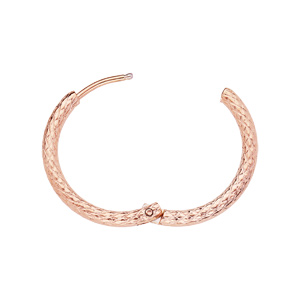 Créoles en acier et PVD rose fantaisie motif epis en 25mm - Vue 3