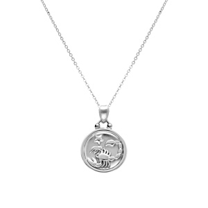 Collier en acier avec médaille 15mm zodiaque scorpion recto verso constellation, 40+10cm - Vue 3