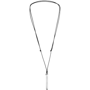 Collier avec pendentif tube rectangulaire en acier satiné 4mm personnalisable et cordon noir réglable - Vue 3