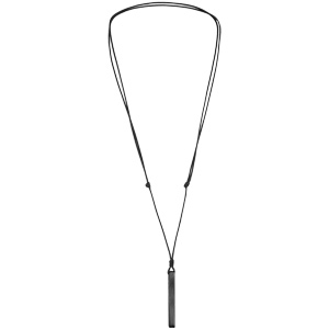 Collier avec pendentif tube rectangulaire en acier satiné et PVD noir 4mm prénom à graver et cordon noir réglable - Vue 3