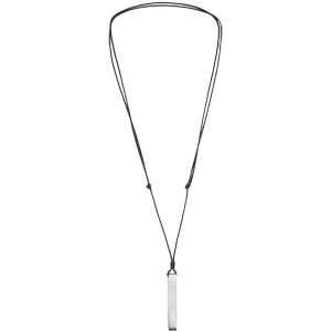 Collier avec pendentif tube rectangulaire en acier satiné 6mm personnalisable prénom et cordon noir réglable - Vue 3