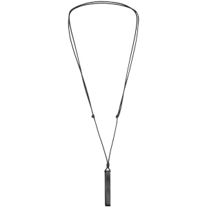 Collier avec pendentif tube rectangulaire en acier satiné et PVD noir 6mm personnalisable et cordon noir réglable - Vue 3