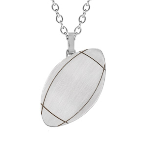 Collier en acier avec Pendentif satiné ballon de rugby 50+5cm - Vue 3