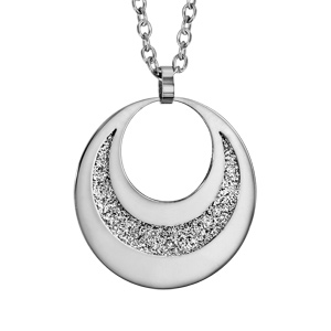 Collier en acier pendentif 2 cercles avec glitter à graver 60cm réglable 45/50/55cm - Vue 3