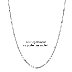 Collier en acier sautoir ou chaîne de ventre avec boules - 65.5+20.5cm - Vue 3