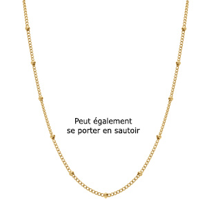 Collier en acier doré sautoir ou chaîne de ventre avec boules - 65.5+20.5cm - Vue 3