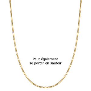 Collier en acier doré sautoir ou chaîne de ventre maille gourmette - 65.5+20.5cm - Vue 3