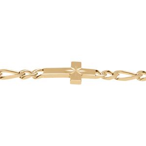 Bracelet en vermeil 1+3, 4mm de large croix plate lisse diamanté etoile - 18cm - Vue 3