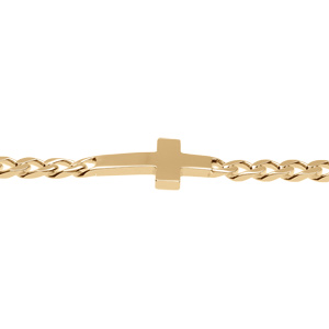 Bracelet en vermeil maille gourmette, 4mm de large croix plate lisse -18cm - Vue 3