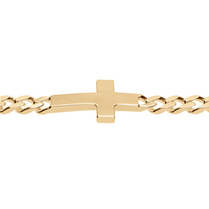 Bracelet en vermeil maille gourmette 5mm de large croix plate lisse - 19cm - Vue 3