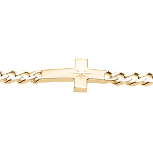 Bracelet en vermeil maille gourmette 5mm de large croix plate lisse diamanté etoile - 19cm - Vue 3