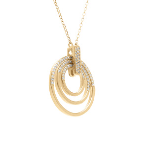 Collier en vermeil trois cercles avec oxydes blancs sertis - 41+4cm - Vue 3