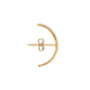 Boucles d\'oreille unitaire tige en plaqué or oxydes blancs sertis aspect piercing 2 & 3eme trou - Vue 3