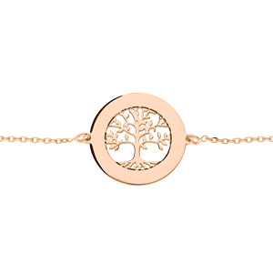 Bracelet en plaqu or rose chane avec pastille  graver petit arbre de vie 20mm 15,5+3cm - Vue 3