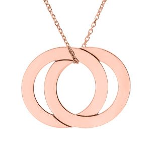 Collier en plaqu or et dorure rose chane avec pendentif anneaux fixes  graver 40+5cm - Vue 3