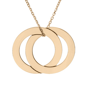 Collier en plaqué or chaîne avec pendentif anneaux fixés à graver 40+5cm - Vue 3