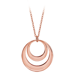Collier en plaqu or rose chane avec pendentif 2 anneaux pour prnoms  graver - longueur 40cm + 5cm de rallonge - Vue 3