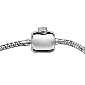 Bracelet en argent rhodi chane tube serpent pour charms - longueur 18cm fermoir haut de gamme - Vue 3
