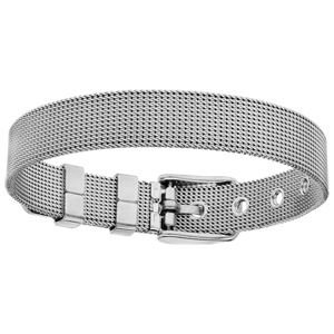 Bracelet en acier maille milanaise forme boucle de ceinture 21cm rglable - Vue 3