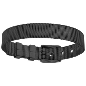 Bracelet en acier et PVD noir maille milanaise forme boucle de ceinture 21cm rglable - Vue 3