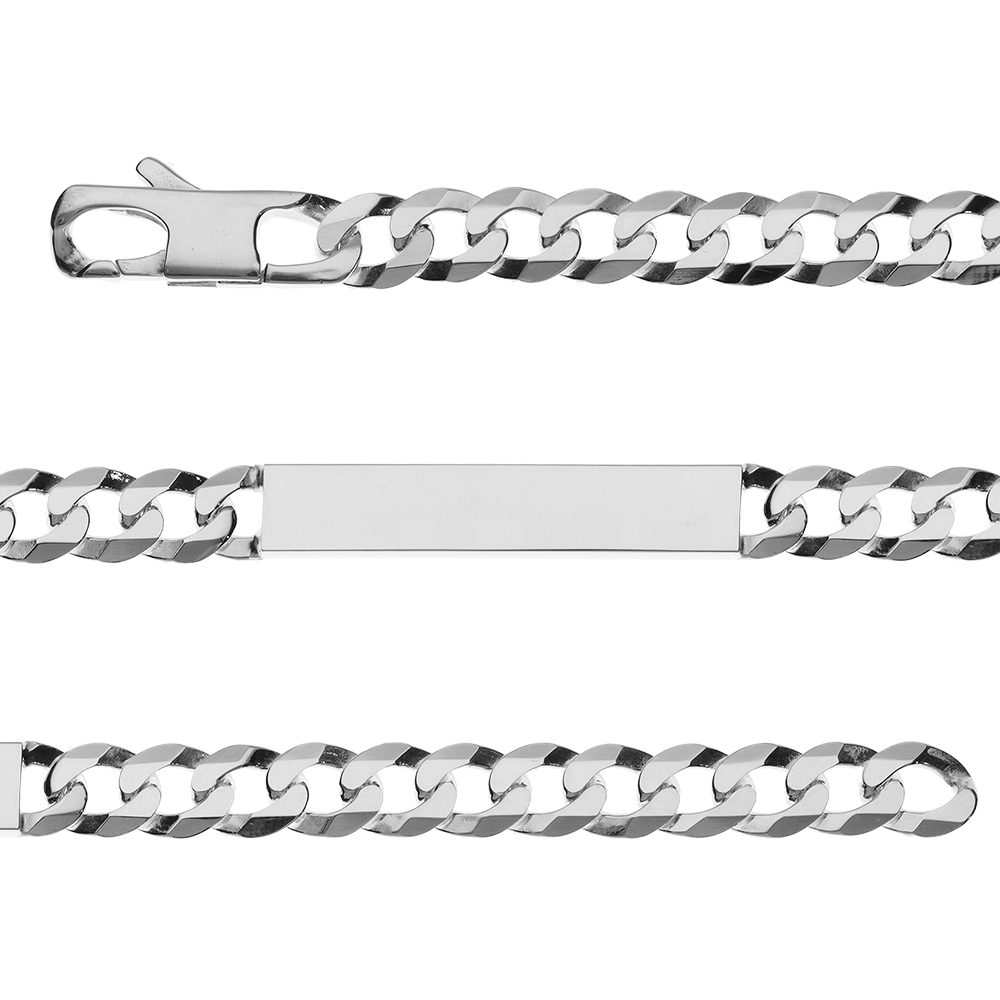 Gourmette en argent maille Hawaï largeur 7mm et longueur 20cm