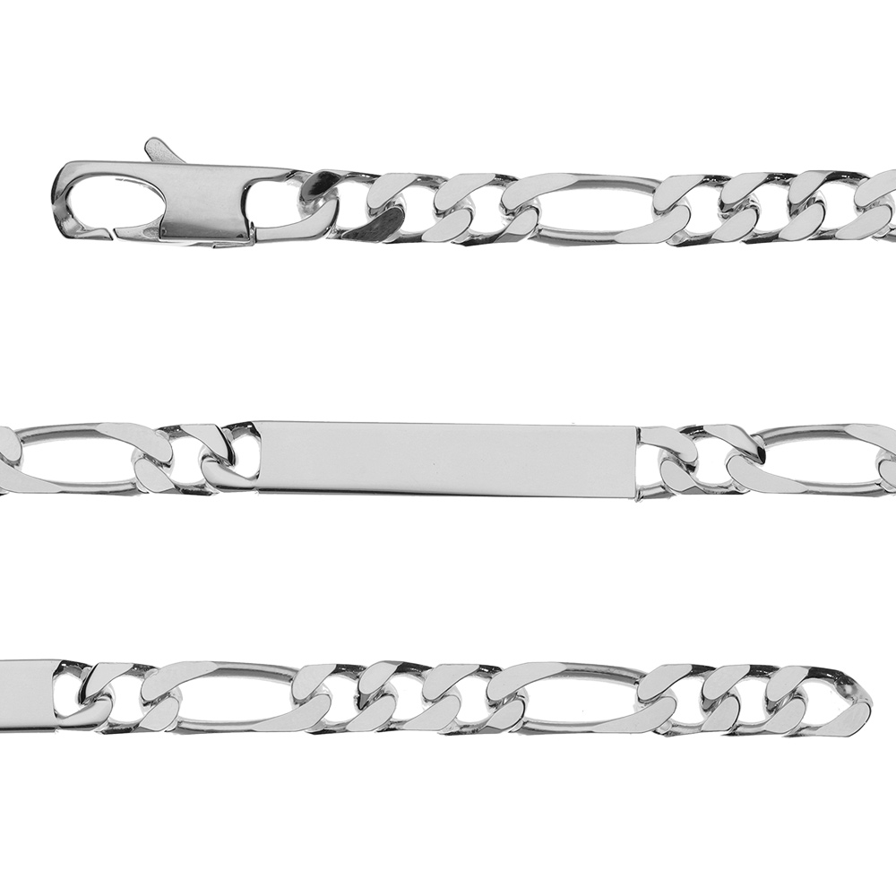 Gourmette en argent maille figaro 1+3 largeur 6mm et longueur 18cm