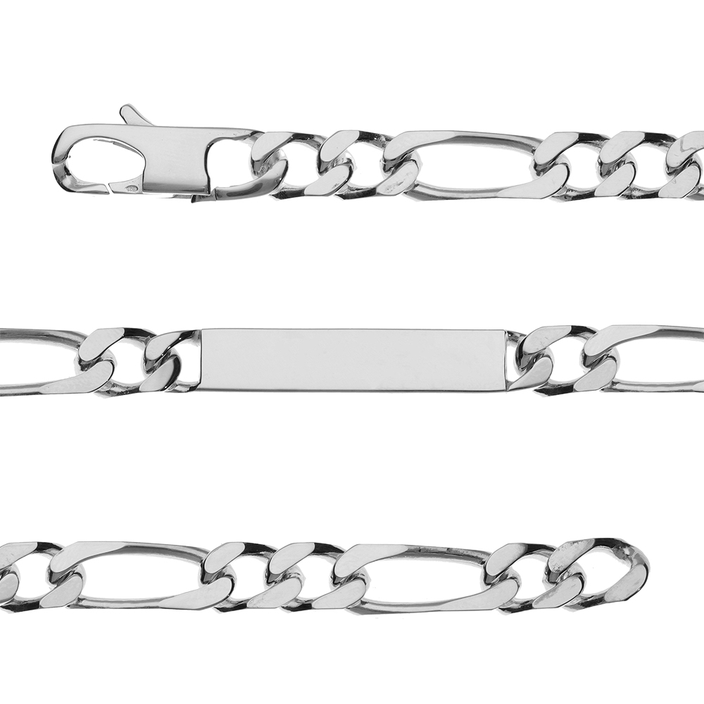 Gourmette en argent maille figaro 1+2 largeur 8mm et longueur 21cm