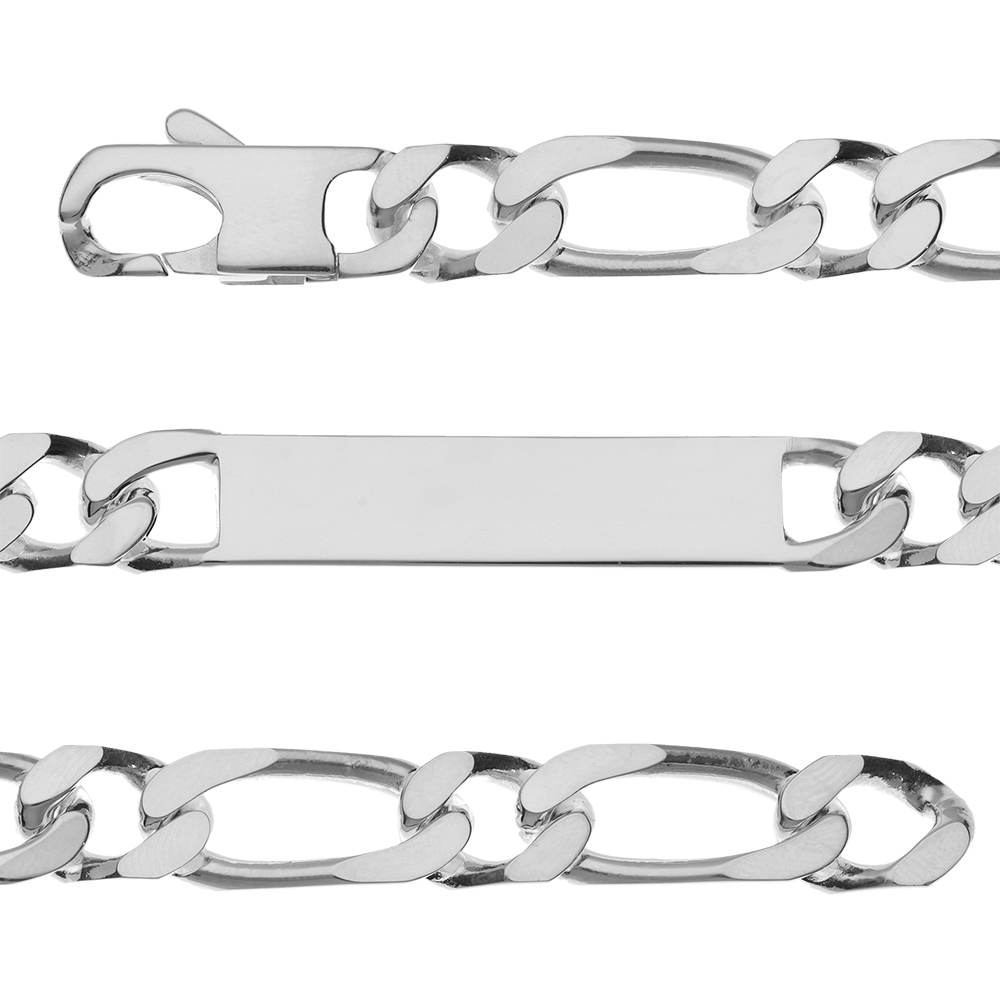 Gourmette en argent maille figaro 1+1 largeur 10mm et longueur 21cm