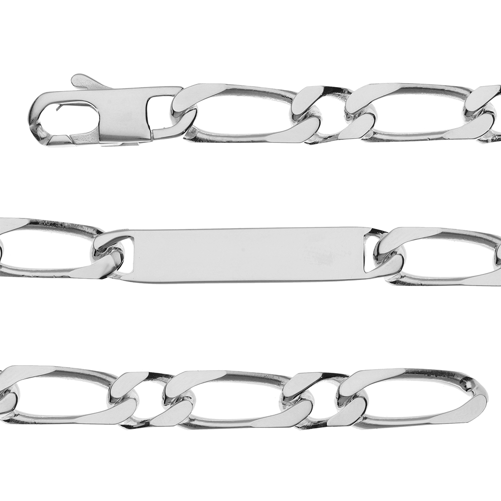 Gourmette en argent maille figaro 1+1 largeur 9mm et longueur 21cm