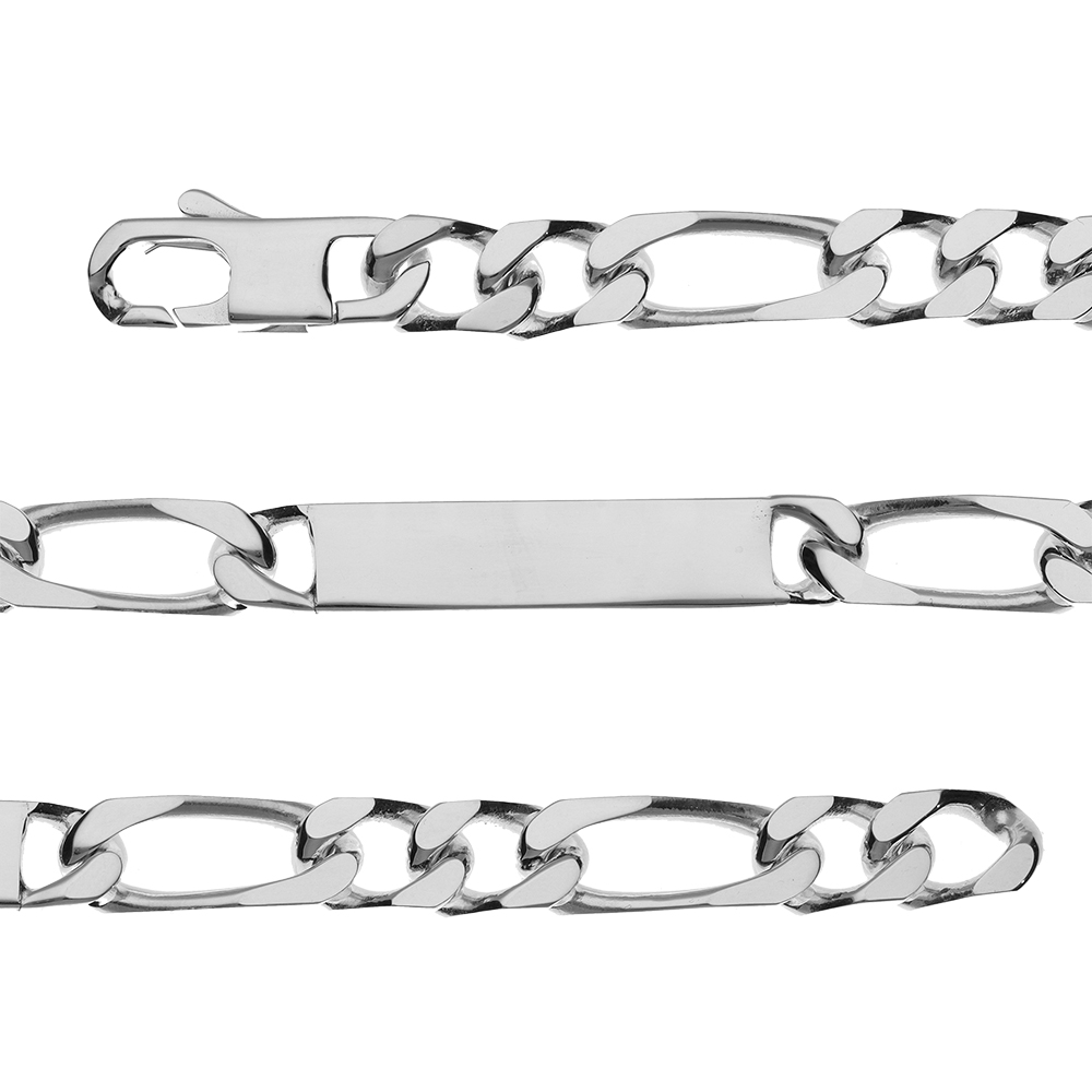 Gourmette en argent maille figaro 1+2 largeur 9mm et longueur 21cm