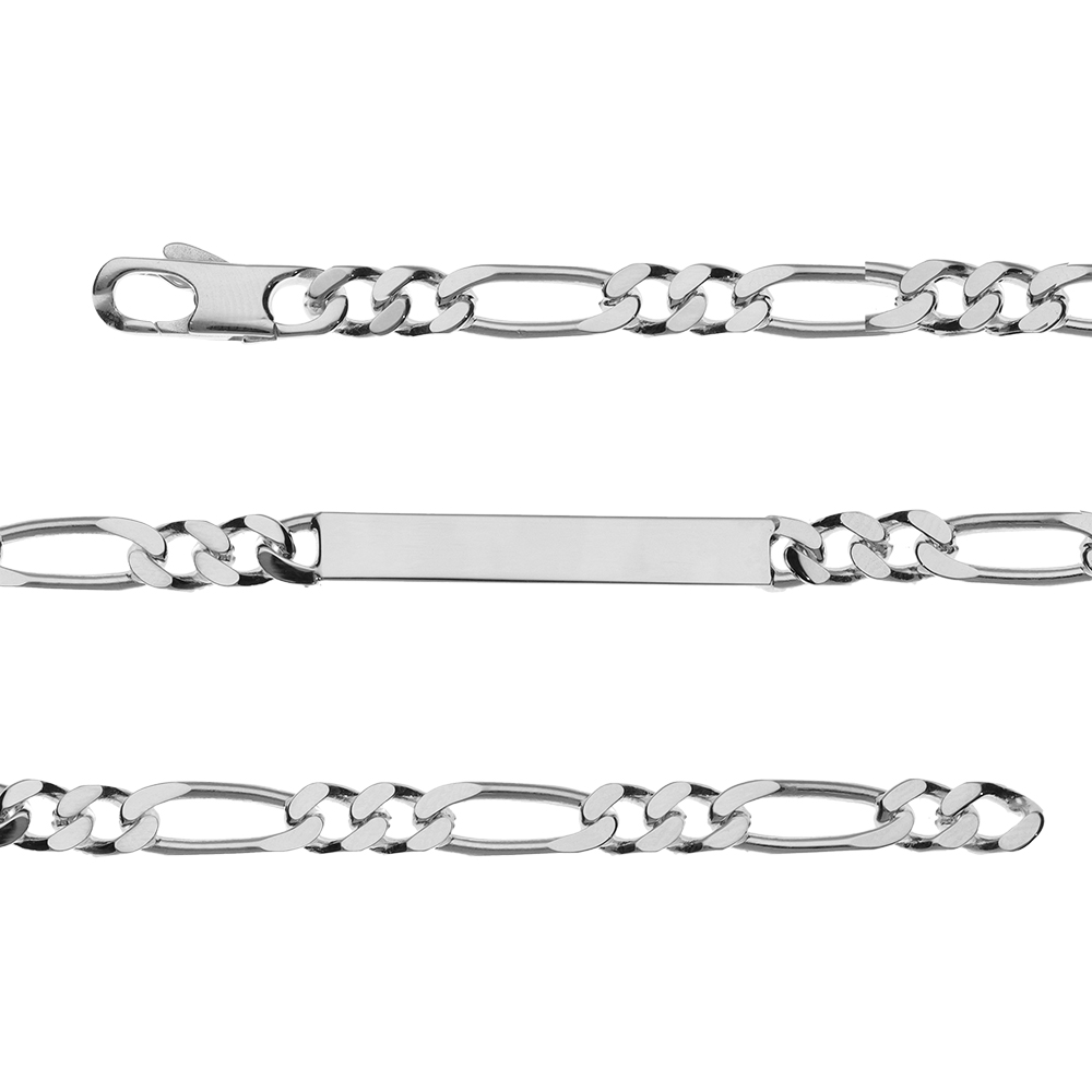 Gourmette en argent maille figaro 1+2 largeur 5mm et longueur 18cm