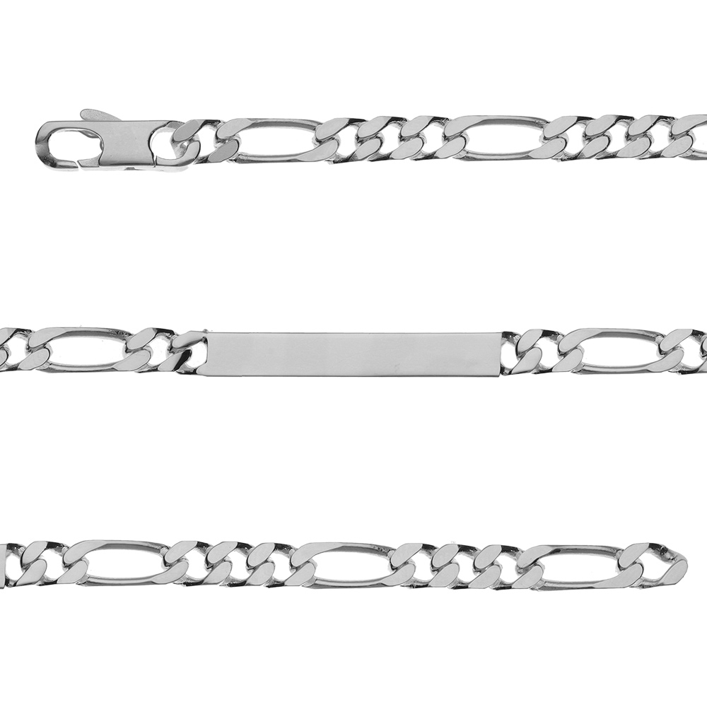 Gourmette en argent maille figaro 1+3 largeur 5mm et longueur 18cm