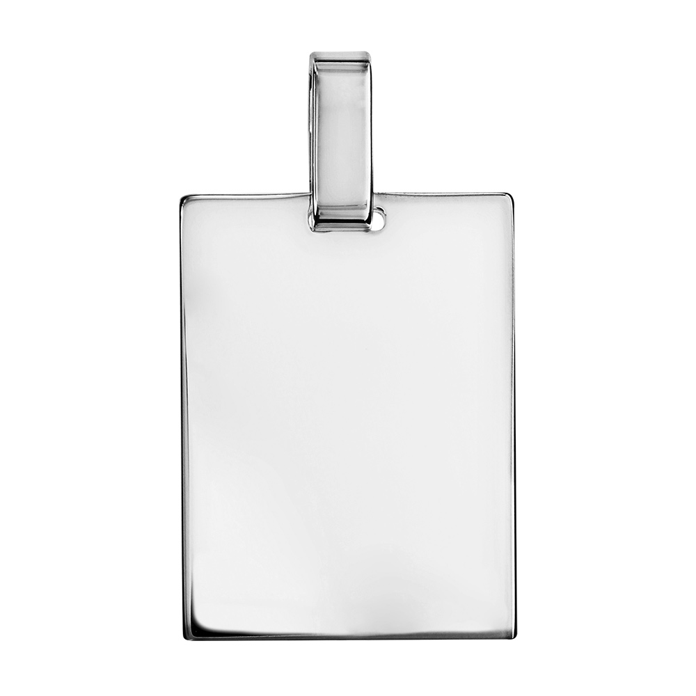 Pendentif en argent plaque G.I. rectangulaire à graver – dimensions 19mm X 25mm – plaque prestige