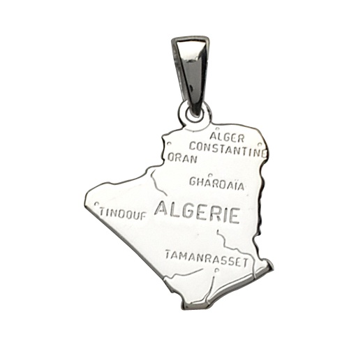 Pendentif en argent carte d’Algérie