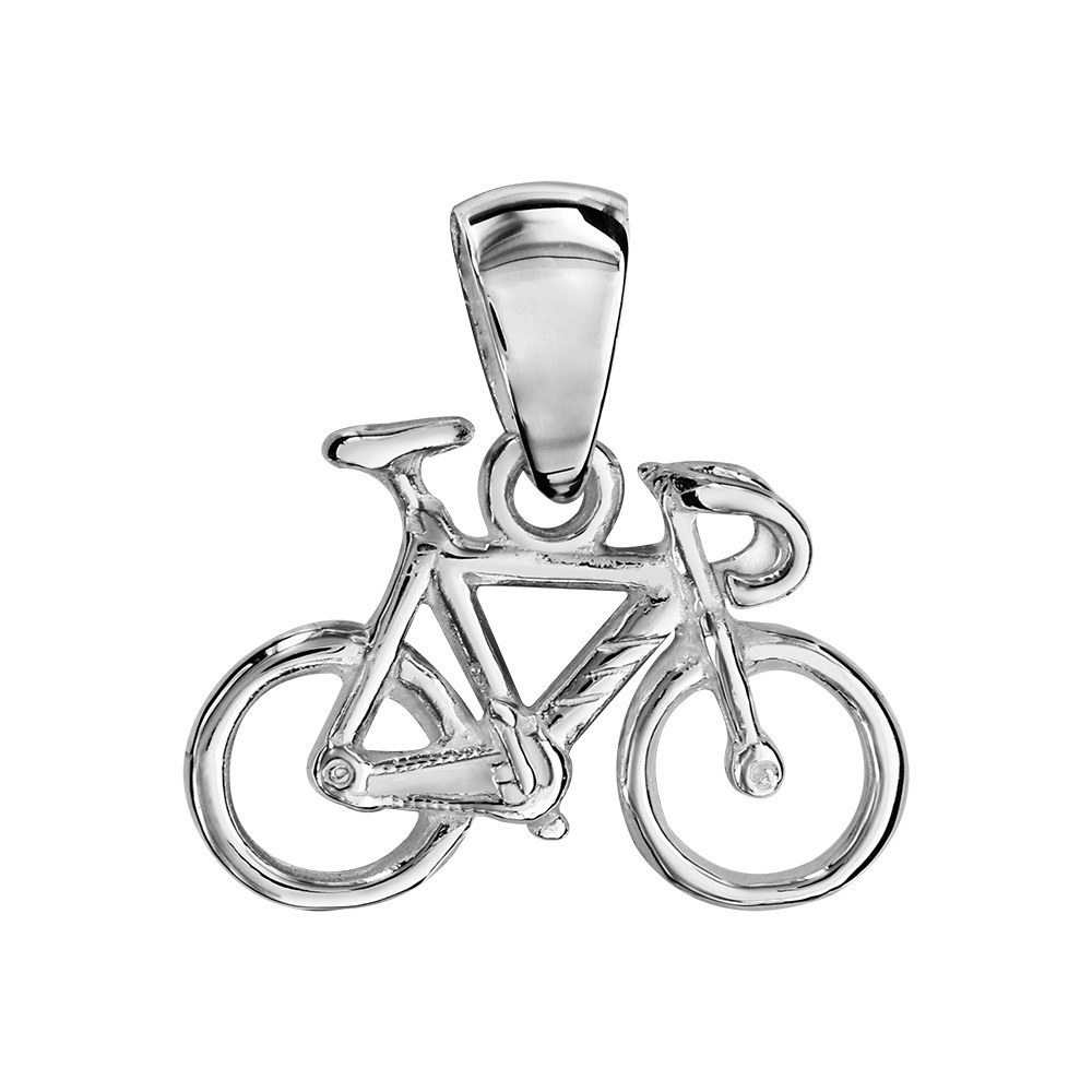 Pendentif en argent vélo de course