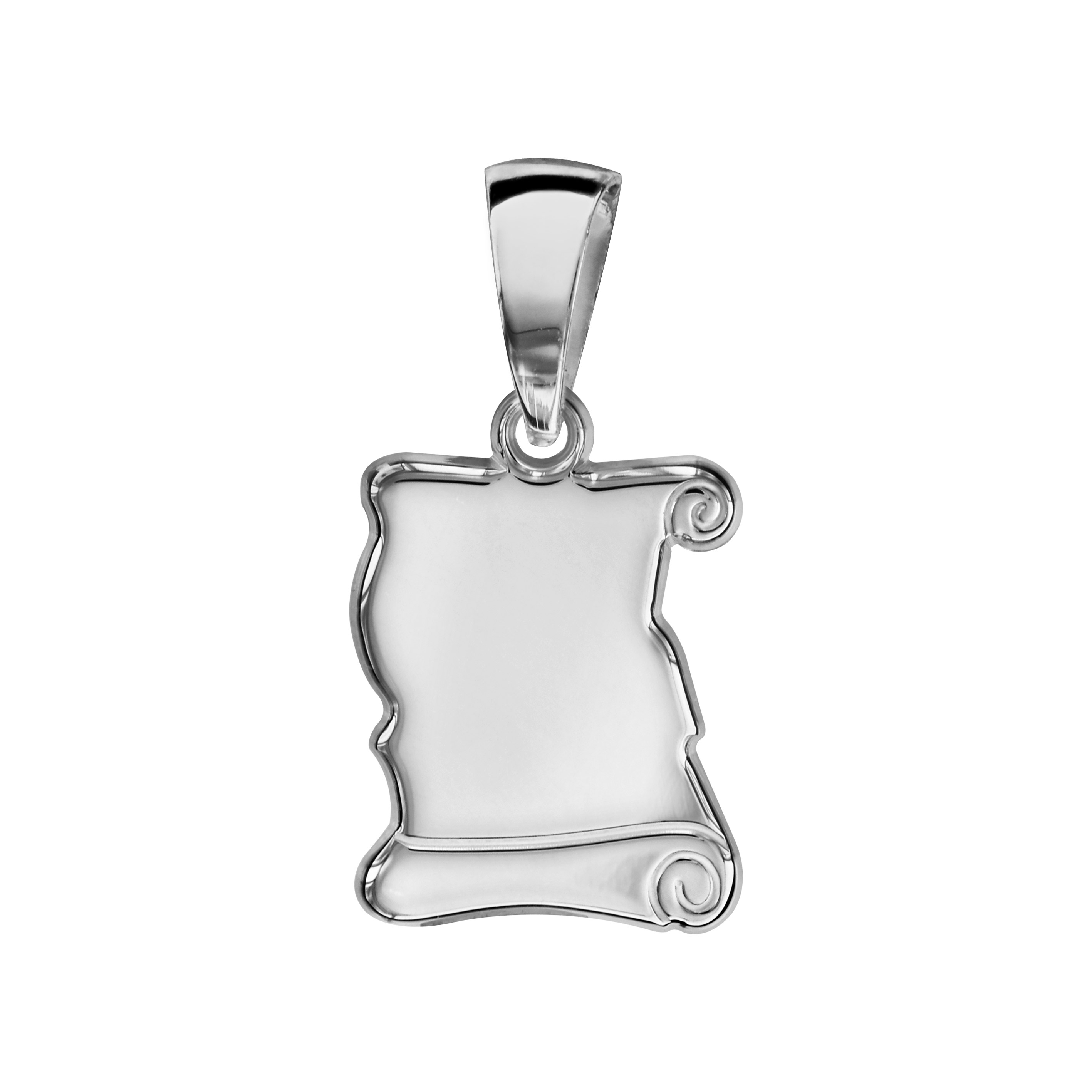 Pendentif en argent parchemin à graver petit modèle – plaque prestige