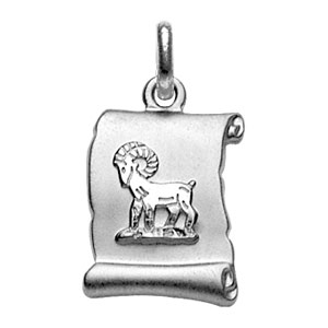 Pendentif en argent rhodié zodiaque parchemin simple Bélier