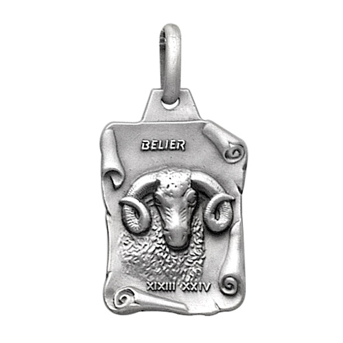 Pendentif en argent vieilli parchemin zodiaque Bélier