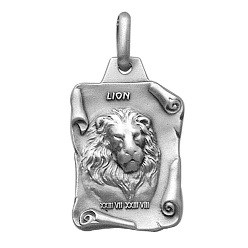 Pendentif en argent vieilli parchemin zodiaque Lion