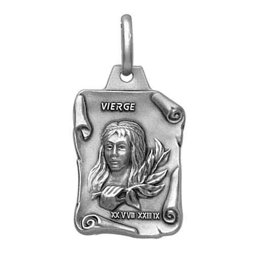 Pendentif en argent vieilli parchemin zodiaque Vierge