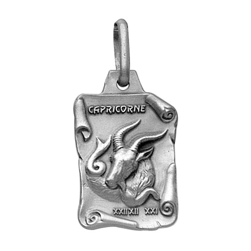 Pendentif en argent vieilli parchemin zodiaque Capricorne