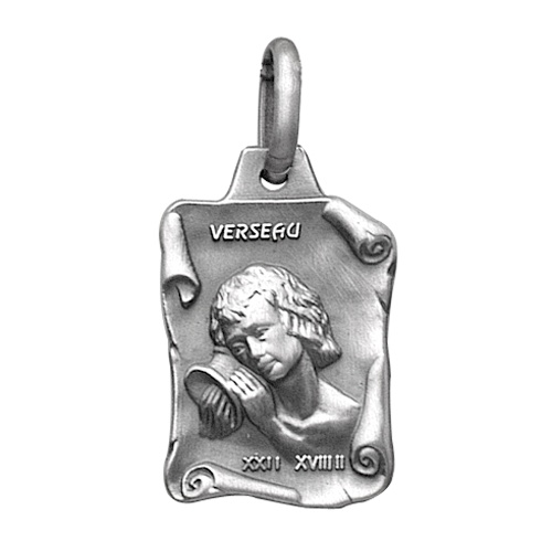 Pendentif en argent vieilli parchemin zodiaque Verseau