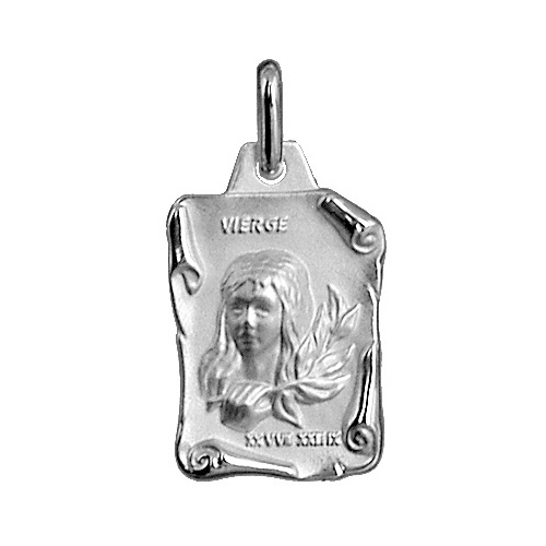 Pendentif en argent brillant parchemin zodiaque Vierge
