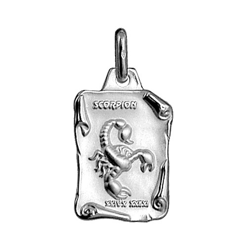 Pendentif en argent brillant parchemin zodiaque Scorpion